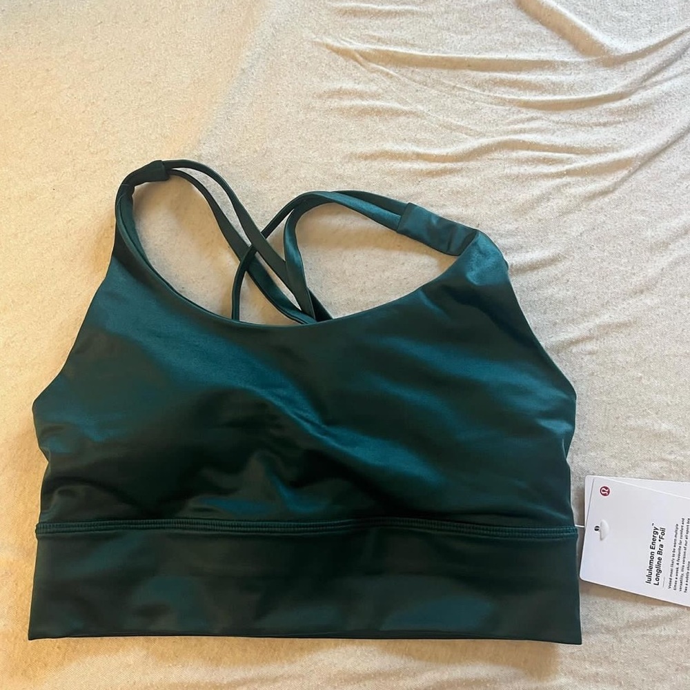 Sparkly green lululemon energy sports bra